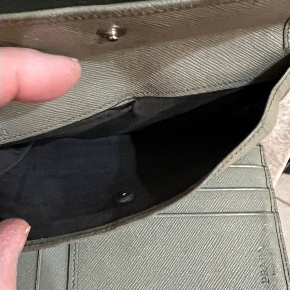 Prada olive Leather Wallet. Lots of life left 
GUC. Leather is in good shape - Picture 7 of 12